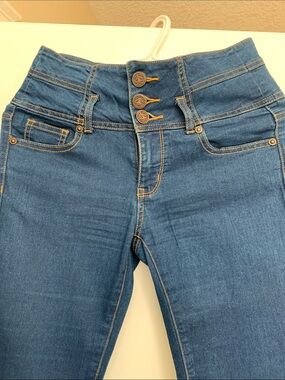 Wax Jean High-Rise Triple-Button Skinny Jeans - Blue